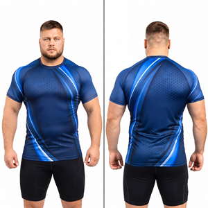 Camiseta de compresión de manga corta para hombre, personalizada con sublimación, protección contra erupciones, talla grande, capa base para entrenamiento deportivo - Product Image 6