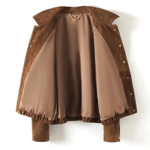 4263 Hot Sale Loose Goatskin Coat American Retro Style Brown Turn-down Collar <b>Suede</b> <b>Jackets</b> for <b>Women</b> - Product Image 6