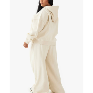 Conjunto de Sudadera con Capucha y Pantalones Deportivos Holgados de Algodón 100% (500 GSM) para Mujer, con Logotipo Personalizado, para Gimnasio, Yoga, Fitness, Ropa Deportiva de Invierno, Estilo Urbano, 2026 - Product Image 2