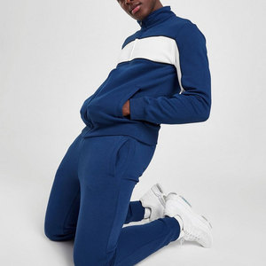 <b>Men</b> Color Blocking Tracksuit Set Blue Full Zip Sweatshirt Jogger <b>Pants</b> Casual Streetwear Breathable Eco-Friendly Quick Dry - Product Image 4