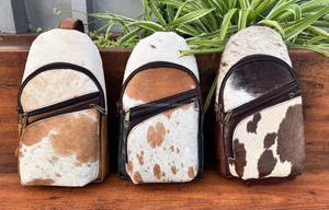 Venta caliente pelo en cuero de vaca al aire libre solo hombro pecho bolsa personalizada cuero genuino ciclismo deportes Sling Bag para Unisex - Product Image 4