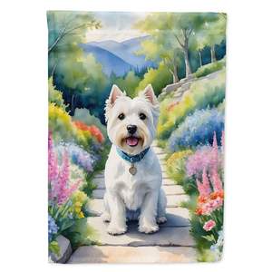 Bandera de jardín Westie Spring Path Multicolor, buzón decorativo, Bandera de patio, pancarta para ilustraciones de Patio para camas de flores, tamaño de jardín - Product Image 1