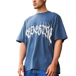 T-shirt personnalisé en gros de haute qualité avec impression en mousse, 100 % coton, unisexe, col rond, coupe oversize, pour homme, avec impression en relief - Product Image 1