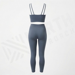 Vêtements de fitness, vêtements de yoga pour femmes, ensemble de 2 pièces pour la salle de sport en plein air, soutien-gorge de sport, leggings, impression personnalisée, tissu extensible en polyester - Product Image 2
