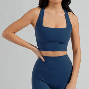 Soutien-gorge de sport pour femme en nylon recyclé et élasthanne, à bretelles fines croisées dans le dos, pour la gym et le fitness 2026 - Product Image 4