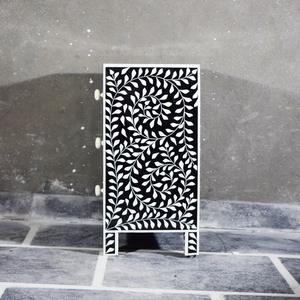 Mesa de Cajones con Incrustaciones de Hueso de ILAHI, Diseño Moderno con Detalles de Ágata, Almacenamiento de Tres Niveles, Mueble Portátil para el Hogar - Product Image 3