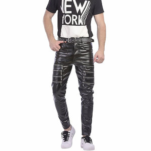 Hot Sale Men's Pants High Waist Leather Casual Full Length <b>Winter</b> Lightweight Straight Pattern Leather Pants Custom Logo Top - Product Image 5