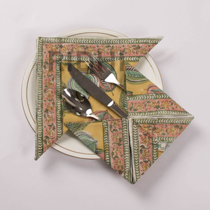 Handmade <b>Green</b> Leaf Floral Cotton <b>Napkins</b> Block Print Reusable Table <b>Linen</b> Dinner <b>Napkins</b> <b>Bulk</b> Wholesale Wedding Party, Hotels - Product Image 1