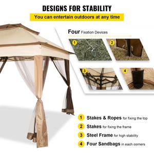 Tente de réception portable 11 x 11 pour extérieur, grande auvent de 4 pièces pour fêtes, jardin, pelouse, patio, style gazebo et pergola - Product Image 4