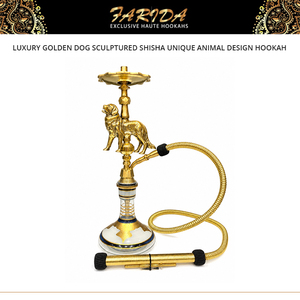 Cachimbas Farida de Primera Calidad, Cachimba de Lujo Egipcia con Escultura de Perro Dorado, Diseño Animal Único, Juego Completo de Cachimba - Product Image 4