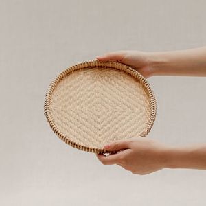 Natural <b>Bamboo</b> Serving Tray Handmade Woven Round Tray for Restaurant Hotel Kitchen Food Display and <b>Table</b> Decoration - Product Image 6