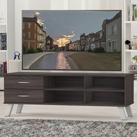 Meuble TV et étagère en bois de style ferme moderne avec rangement pour salon et chambre, fabriqué en Malaisie 26_0006