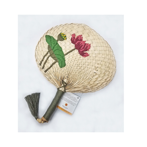 พัดใบปาล์มธรรมชาติบุด้วยไม้ไผ่ ทำมือ เป็นมิตรกับสิ่งแวดล้อม งานฝีมือพื้นบ้านแบบดั้งเดิม สำหรับตกแต่งงานแต่งงาน ของขวัญงานเลี้ยง ฤดูร้อน - Product Image 1