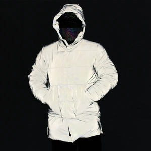Blouson matelassé réfléchissant irisé à capuche, rembourré en coton, coupe-vent, vêtement d'extérieur d'hiver, fermeture éclair, écologique, léger, logo personnalisé - Product Image 6