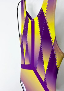 Justaucorps de ballet personnalisé pour femme, sans manches, dégradé violet-jaune, taille élastique, pour l'entraînement de danse des filles et la scène pour enfants - Product Image 6