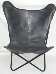 Vintage Leather Butterfly <b>Chair</b> Handmade Accent Lounge <b>Chair</b> Metal Legs Living Room Hotel Furniture - Product Image 2