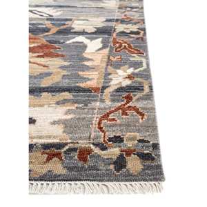 Alfombras Exclusivas de Alta Gama, de una Sola Pieza, Color Azul Cyanna, Estilo Boho, con Diseño Floral y Abstracto en 3D, Tejidas a Mano con Lana, para Sala de Estar, Dormitorio, Vestíbulo - Product Image 4