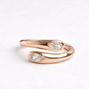 Unique Design Pear Cut Moissanite Open Wrap Band <b>Ring</b> 925 Sterling Silver Rose Plated & Rhodium Plated Wedding Promise Jewelry - Product Image 2