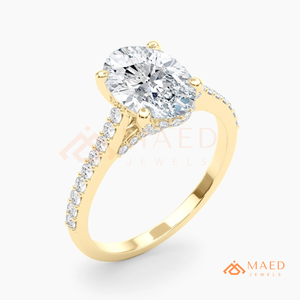 แหวนหมั้นทองคำขาว 14K ทรงวงรีประดับมอยซาไนต์ แหวนแต่งงานแบบฝังเพชร เครื่องประดับเจ้าสาวสุดหรู เทรนด์อเมริกา - Product Image 6