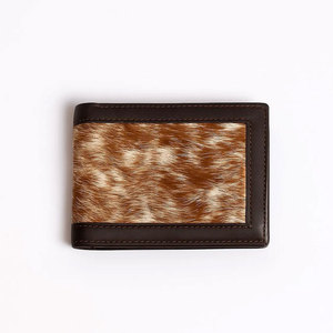 Cartera de cuero genuino para hombre, de piel de vaca con pelo, hecha a mano, diseño delgado, billetera plegable de alta calidad - Product Image 4