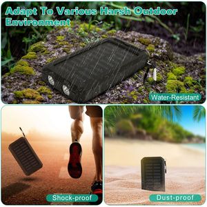 10000mAh Dual USB Ports Solar Power Bank Outdoor Portable Battery Charger with <b>Indicators</b> SOS LED Lights Compass C - Product Image 6