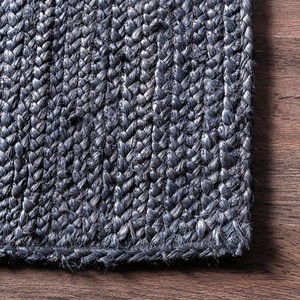 Braided Navy Blue Jute Runner <b>Rug</b> Handmade Natural Fiber Carpet <b>Boho</b> Farmhouse Hallway Floor Mat - Product Image 4