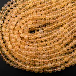 Cuentas redondas de citrino dorado natural, hilo de piedras preciosas para la fabricación de joyería, suministro al por mayor. - Product Image 3