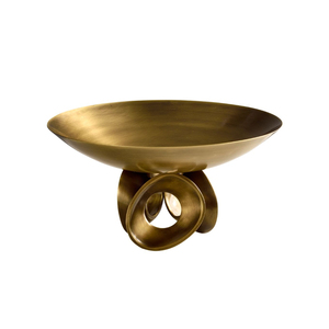 Bol de service de luxe de forme ronde en métal plaqué or de qualité supérieure, design artistique moderne et créatif - Product Image 1