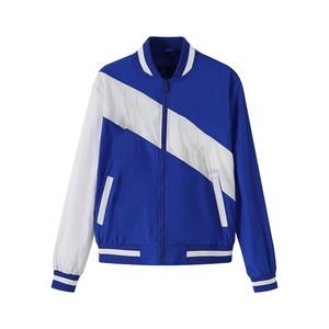 เสื้อแจ็คเก็ตบอมเบอร์แบบมีซิปเต็มตัว สีฟ้ารอยัลบลู ลายพิมพ์สีขาว คอตั้ง น้ำหนักเบา กันลม มีกระเป๋าหน้า ไซส์พลัส - Product Image 2