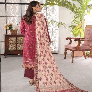 Hermoso y elegante conjunto de ropa informal diaria de 3 piezas para mujer Colección 'Dr Haris Volume Pehnawni' de alta calidad Made Lawn-Indian - Product Image 5