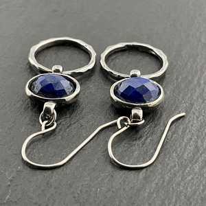Boucles d'oreilles pendantes fantaisie vintage en argent sterling et lapis-lazuli, bijoux faits à la main avec pierres précieuses bleues, cadeau élégant pour femme - Product Image 6