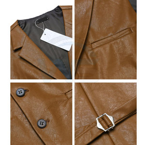 Gilets Western polyvalents au style classique, design léger et poches avant pratiques, en cuir. - Product Image 6
