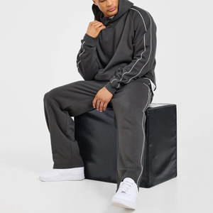 Ensemble de survêtements deux pièces pour hommes, comprenant un sweat à capuche et un pantalon de jogging, de haute qualité, coupe oversize, avec passepoil, pour la gym et les activités sportives - Product Image 4