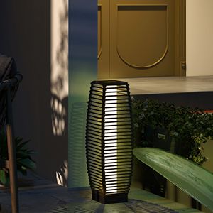 Outsunny Auto On/Off LED solare lampada da terra esterno in Rattan giardino lanterna per sentiero vialetto giardino cortile cortile coperta decorazione - Product Image 2
