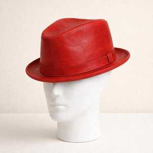 Premium Quality custom Handmade <b>Red</b> Leather Fedora <b>Hat</b> Vintage Trilby <b>Hat</b> Bold Statement Cap - Product Image 1