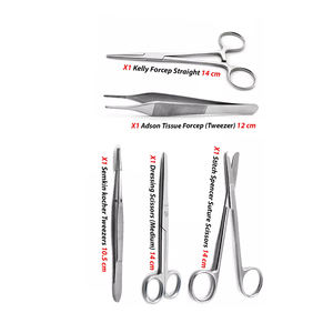 ชุดเครื่องมือผ่าตัด 9 ชิ้น ทำจากสแตนเลส ประกอบด้วย กรรไกร, คีม, แกลลิพอต และถาดไต สำหรับการดูแลบาดแผลและการเย็บแผล ยี่ห้อ Narham - Product Image 3