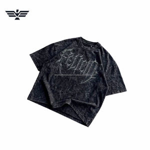 เสื้อยืดแขนสั้นทรงโอเวอร์ไซส์แบบฟอกกรดด้านหน้าแบบสั่งทำพิเศษ |   เสื้อผ้าสตรีทแวร์วินเทจเนื้อหนัก 220 กรัม ผ้าฝ้าย 100% |   เสื้อยืดลายนูน - Product Image 3
