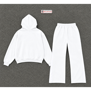 Conjunto Deportivo Personalizado con Sudadera con Capucha y Pantalones Jogger con Estampado Gráfico Blanco para Hombre, Ropa Deportiva Casual al por Mayor - Product Image 6