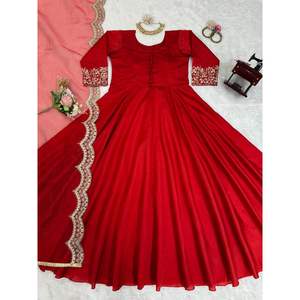 ผ้าไหมทาฟต้ามีกระดุมงานปักลายพร้อมด้ายสีแดง - Product Image 6