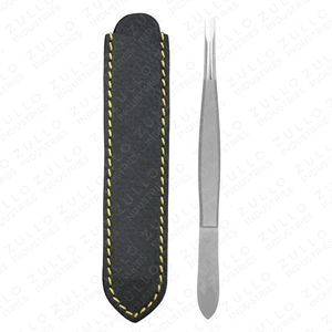 Pince à épiler professionnelle à pointe inclinée avec étui en cuir PU, outil de beauté en acier inoxydable personnalisé, vente en gros OEM - Product Image 6