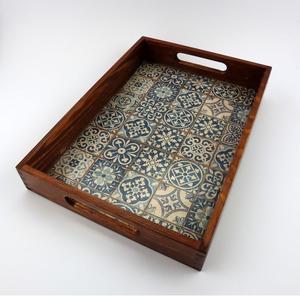 Plateau de service en bois émaillé de style Art Déco, robuste, pour usage professionnel dans les hôtels et restaurants, design artisanal durable, mariage, Diwali - Product Image 5