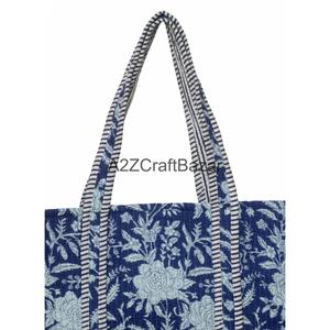 Bolsa de Mano Grande de Algodón 100% Puro con Diseño a Rayas y Asa Larga, Hecha en Rajasthan, para Uso Diario - Product Image 2