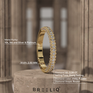 14K Solid Gold Lab Grown Diamond Double Row Eternity Ring Prong Set <b>Wedding</b> Band Stackable Anniversary Jewelry - Product Image 2