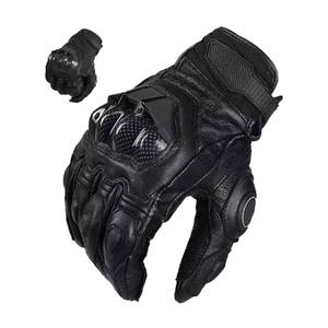 Gants de moto en cuir, de protection, de course, unisexes, à doigts entiers, imperméables, respirants, avec protection des articulations, en coque souple - Product Image 1