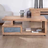Vandana Golden Balance rechteckiger Couchtisch 120x70cm aus massivem Akazienholz Paguera