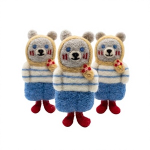 Traditional Eco-Friendly Handmade Felt Wool Bear <b>Winter</b> Indoor Christmas Wall Hanging Ornament - Product Image 1