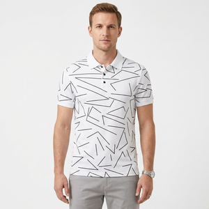 Men's <b>White</b> Geometric Print <b>Short</b> Sleeve for Shirt Casual Breathable Polyester Oxford Fabric Regular Fit Street Style Quick Dry - Product Image 3