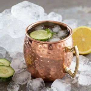 Copper mule beverage mug set for skyline lounge refreshments hammered finish metal <b>cups</b> durable <b>reusable</b> party mugs - Product Image 4