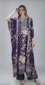 <b>Long</b> Women's Kaftan <b>Dress</b> Poly Feather Silk Maxi Gown Elegant Loose Fit Flowing <b>Dress</b> for All Seasons Summer <b>Winter</b> - Product Image 4