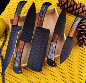ชุดมีดเชฟเหล็กกล้าคาร์บอนสูงระดับมืออาชีพ LEGACY BLADES ด้ามไม้ธรรมชาติแบบเต็มด้ามเคลือบสีดำ ผู้ผลิตจากโรงงานโดยตรง - Product Image 3